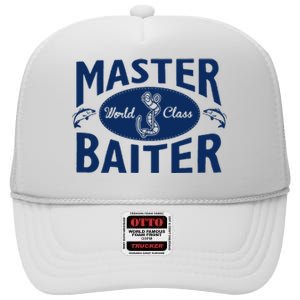 Master Baiter T Shirt Funny Fishing Saying T Shirt Offensive T Shirt Slogan High Crown Mesh Back Trucker Hat