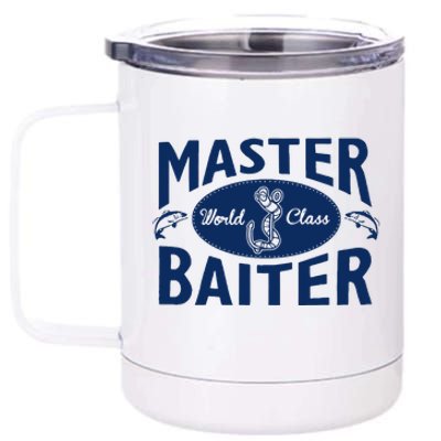 Master Baiter T Shirt Funny Fishing Saying T Shirt Offensive T Shirt Slogan 12 oz Stainless Steel Tumbler Cup