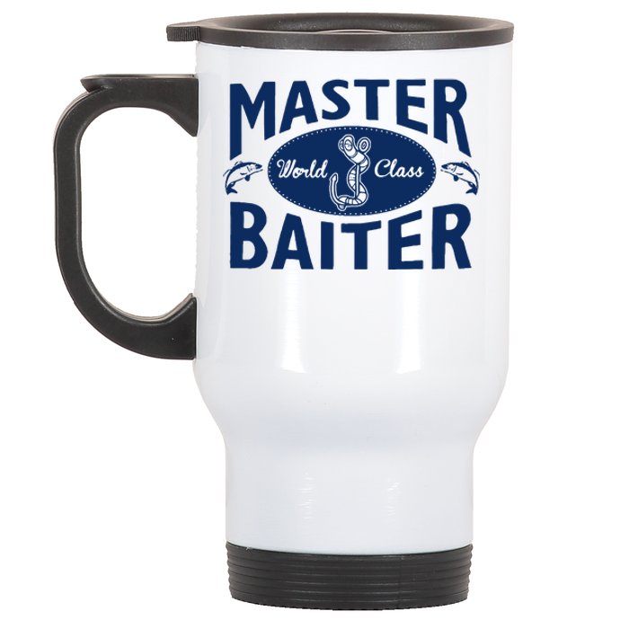 Master Baiter T Shirt Funny Fishing Saying T Shirt Offensive T Shirt Slogan Stainless Steel Travel Mug