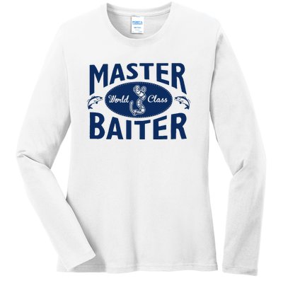 Master Baiter T Shirt Funny Fishing Saying T Shirt Offensive T Shirt Slogan Ladies Long Sleeve Shirt