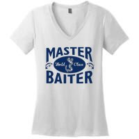 Master Baiter T Shirt Funny Fishing Saying T Shirt Offensive T Shirt Slogan Women's V-Neck T-Shirt