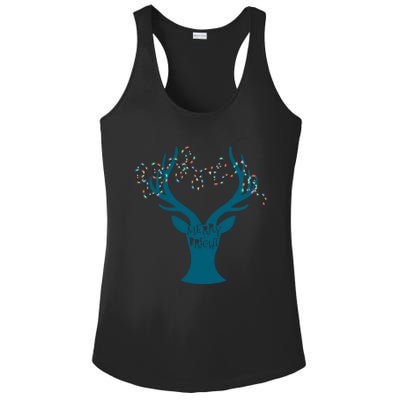 Merry Bright Tangled Lights Deer Antler Christmas Ladies PosiCharge Competitor Racerback Tank