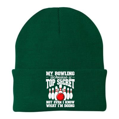 My Bowling Technique Is Top Secret Funny Bowling Bowler Knit Cap Winter Beanie