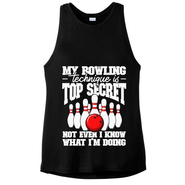 My Bowling Technique Is Top Secret Funny Bowling Bowler Ladies PosiCharge Tri-Blend Wicking Tank