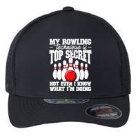 My Bowling Technique Is Top Secret Funny Bowling Bowler Flexfit Unipanel Trucker Cap