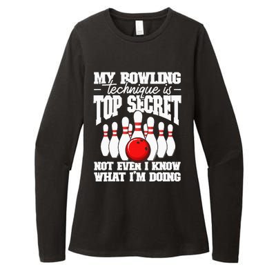 My Bowling Technique Is Top Secret Funny Bowling Bowler Womens CVC Long Sleeve Shirt