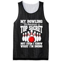 My Bowling Technique Is Top Secret Funny Bowling Bowler Mesh Reversible Basketball Jersey Tank