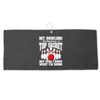 My Bowling Technique Is Top Secret Funny Bowling Bowler Large Microfiber Waffle Golf Towel