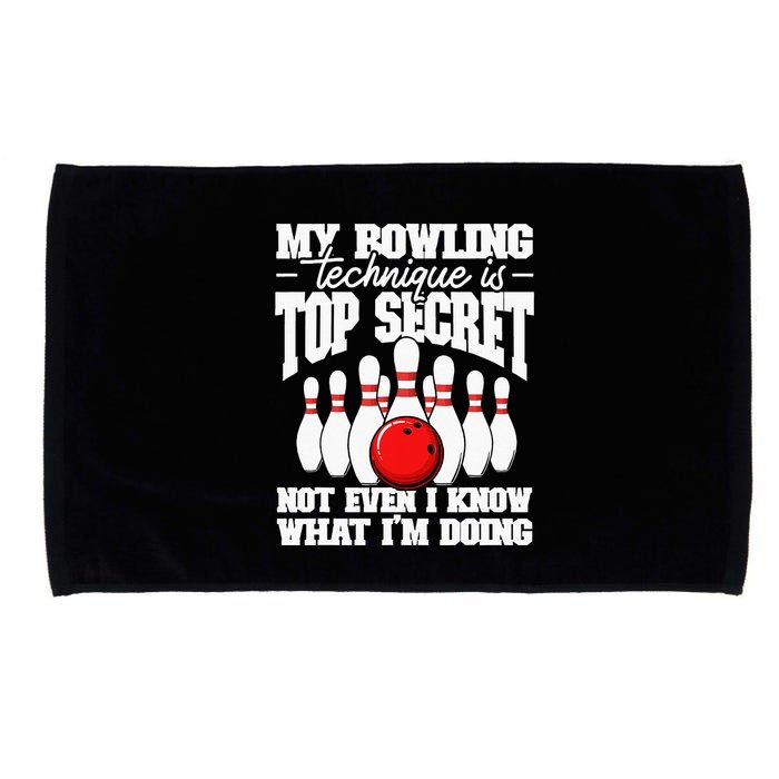 My Bowling Technique Is Top Secret Funny Bowling Bowler Microfiber Hand Towel