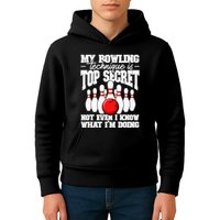 My Bowling Technique Is Top Secret Funny Bowling Bowler Kids Hoodie