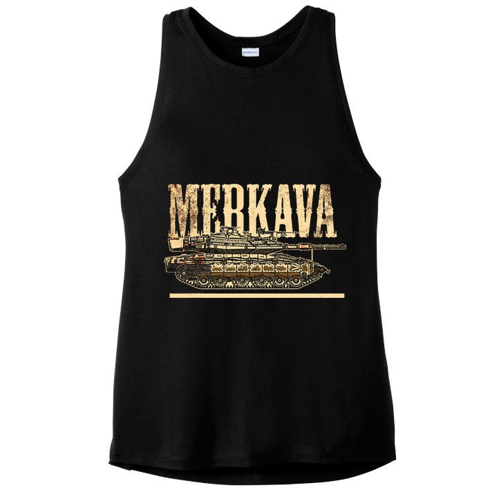 Merkava Battle Tank Israel Israeli Military Ladies PosiCharge Tri-Blend Wicking Tank