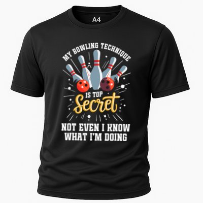 My Bowling Technique Is Top Secret Funny Bowling Bowler Performance Shirt