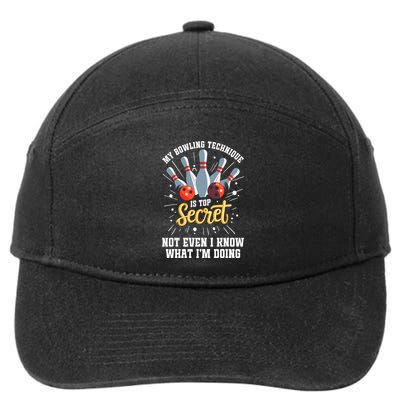 My Bowling Technique Is Top Secret Funny Bowling Bowler 7-Panel Snapback Hat