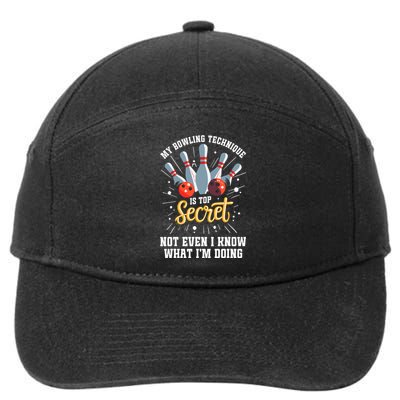 My Bowling Technique Is Top Secret Funny Bowling Bowler 7-Panel Snapback Hat