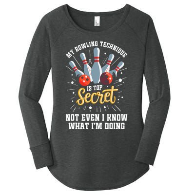 My Bowling Technique Is Top Secret Funny Bowling Bowler Women's Perfect Tri Tunic Long Sleeve Shirt