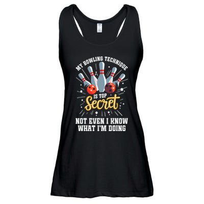 My Bowling Technique Is Top Secret Funny Bowling Bowler Ladies Essential Flowy Tank