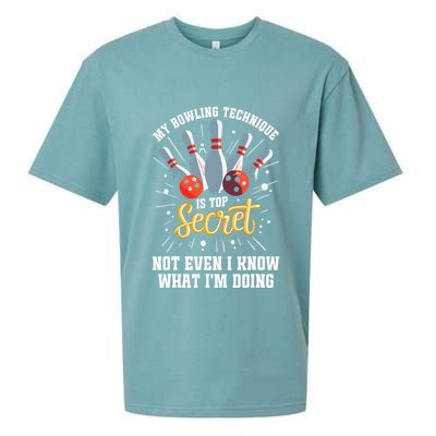 My Bowling Technique Is Top Secret Funny Bowling Bowler Sueded Cloud Jersey T-Shirt