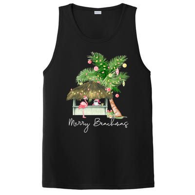 Merry Beachmas Tropical Christmas Santa Flamingo Hawaii Funny Gift PosiCharge Competitor Tank