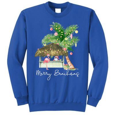 Merry Beachmas Tropical Christmas Santa Flamingo Hawaii Funny Gift Sweatshirt