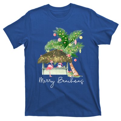 Merry Beachmas Tropical Christmas Santa Flamingo Hawaii Funny Gift T-Shirt