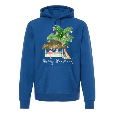 Merry Beachmas Tropical Christmas Santa Flamingo Hawaii Funny Gift Premium Hoodie