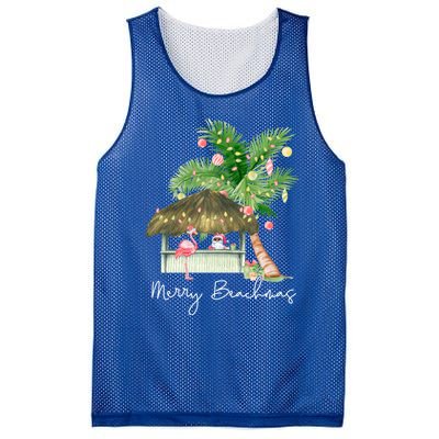 Merry Beachmas Tropical Christmas Santa Flamingo Hawaii Funny Gift Mesh Reversible Basketball Jersey Tank