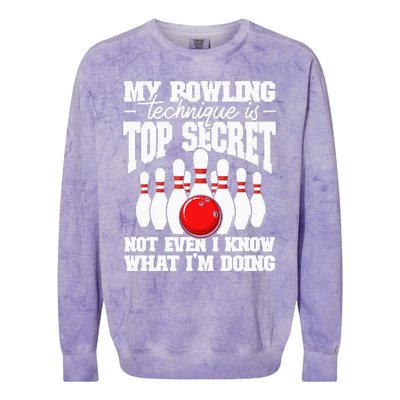 My Bowling Technique Is Top Secret Funny Bowling Bowler Colorblast Crewneck Sweatshirt