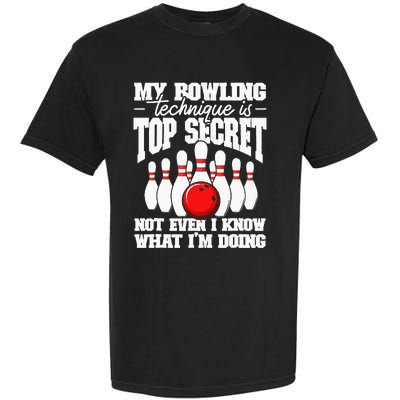 My Bowling Technique Is Top Secret Funny Bowling Bowler Garment-Dyed Heavyweight T-Shirt