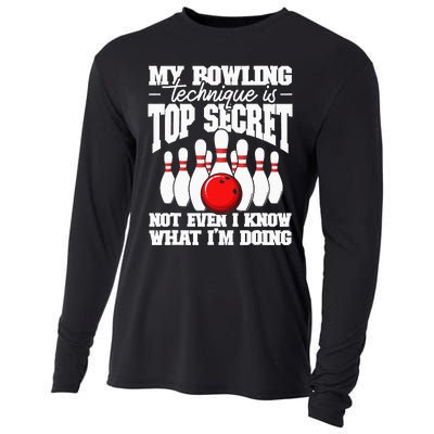 My Bowling Technique Is Top Secret Funny Bowling Bowler Cooling Performance Long Sleeve Crew