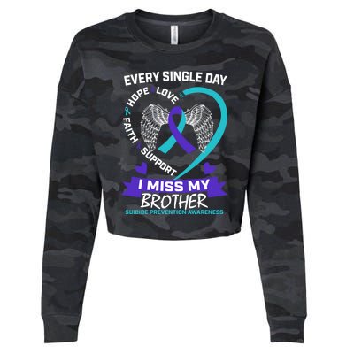 Miss Brother Teal Purple Suicide Awareness Prevention Heart Cool Gift Cropped Pullover Crew