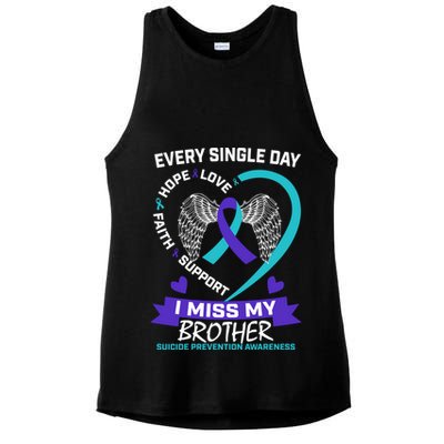 Miss Brother Teal Purple Suicide Awareness Prevention Heart Cool Gift Ladies PosiCharge Tri-Blend Wicking Tank