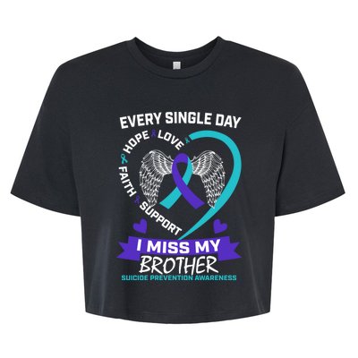 Miss Brother Teal Purple Suicide Awareness Prevention Heart Cool Gift Bella+Canvas Jersey Crop Tee