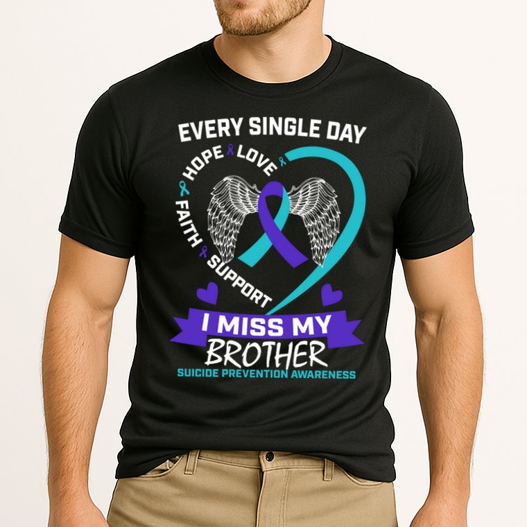 Miss Brother Teal Purple Suicide Awareness Prevention Heart Cool Gift Cooling Performance Crew T-Shirt