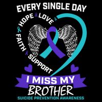 Miss Brother Teal Purple Suicide Awareness Prevention Heart Cool Gift Cooling Performance Crew T-Shirt