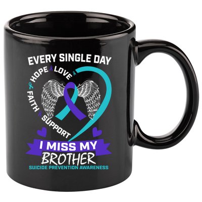 Miss Brother Teal Purple Suicide Awareness Prevention Heart Cool Gift 11oz C Handle Ceramic Mug