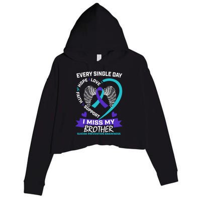 Miss Brother Teal Purple Suicide Awareness Prevention Heart Cool Gift Crop Fleece Hoodie