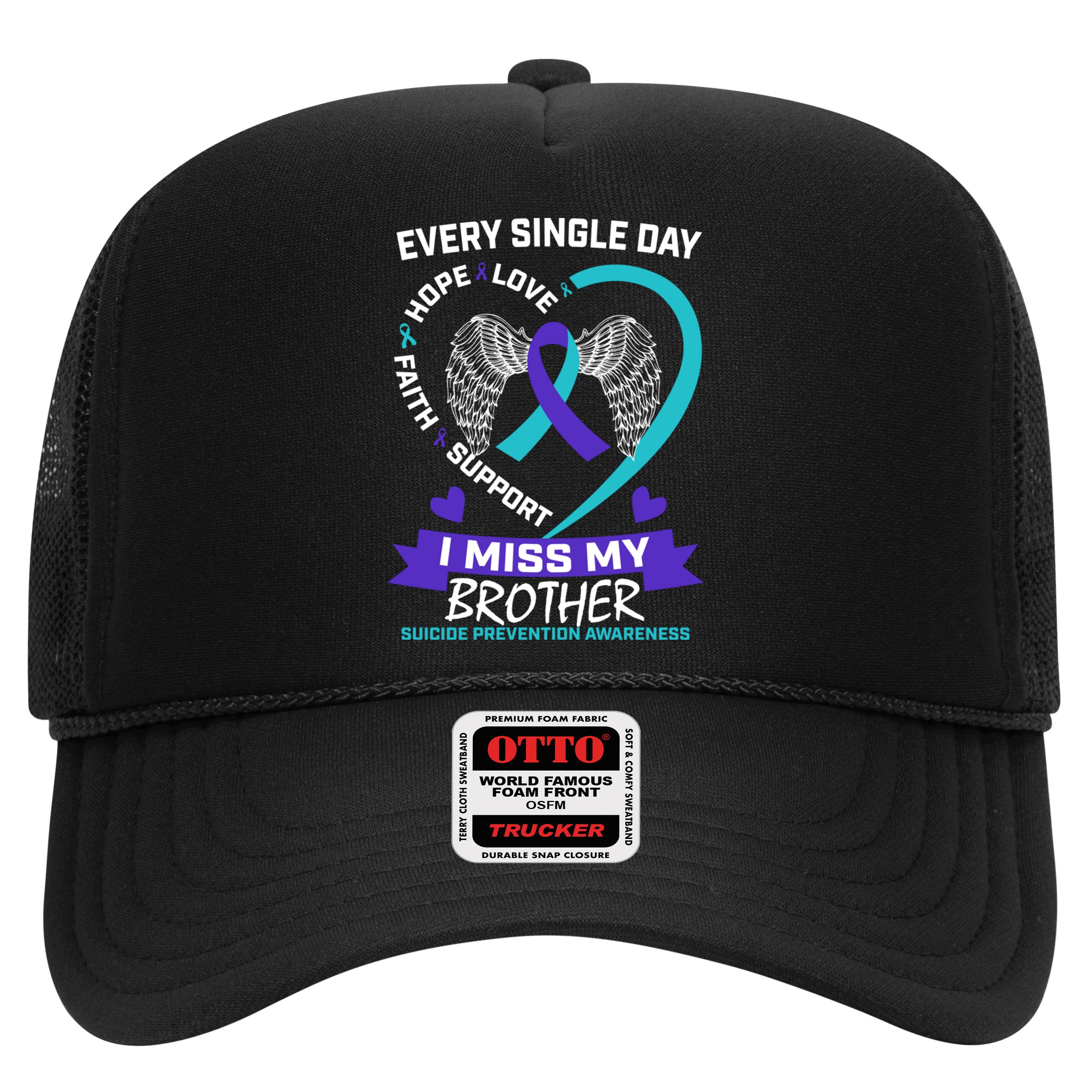Miss Brother Teal Purple Suicide Awareness Prevention Heart Cool Gift Hat