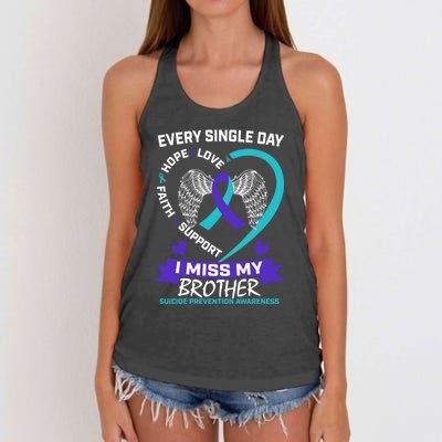 Miss Brother Teal Purple Suicide Awareness Prevention Heart Cool Gift Women's Knotted Racerback Tank