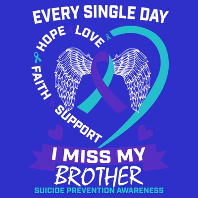 Miss Brother Teal Purple Suicide Awareness Prevention Heart Cool Gift T-Shirt