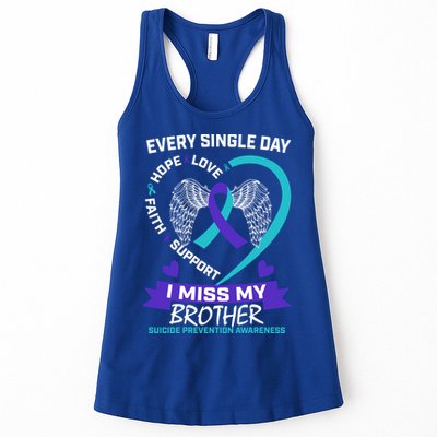 Miss Brother Teal Purple Suicide Awareness Prevention Heart Cool Gift Womens Tank Top