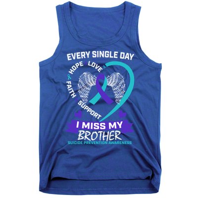 Miss Brother Teal Purple Suicide Awareness Prevention Heart Cool Gift Tank Top