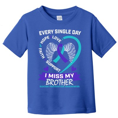 Miss Brother Teal Purple Suicide Awareness Prevention Heart Cool Gift Toddler T-Shirt