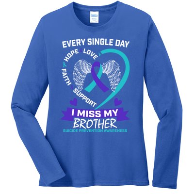 Miss Brother Teal Purple Suicide Awareness Prevention Heart Cool Gift Ladies Long Sleeve Shirt