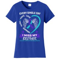 Miss Brother Teal Purple Suicide Awareness Prevention Heart Cool Gift Women's T-Shirt