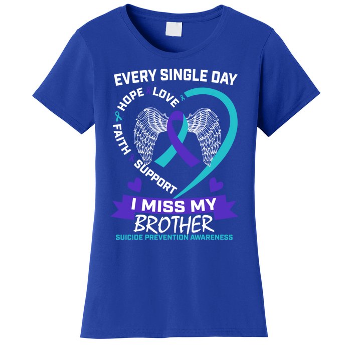 Miss Brother Teal Purple Suicide Awareness Prevention Heart Cool Gift Women's T-Shirt