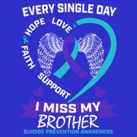 Miss Brother Teal Purple Suicide Awareness Prevention Heart Cool Gift Kids T-Shirt