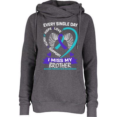 Miss Brother Teal Purple Suicide Awareness Prevention Heart Cool Gift Womens Funnel Neck Pullover Hood