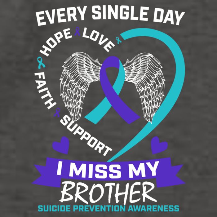 Miss Brother Teal Purple Suicide Awareness Prevention Heart Cool Gift Vector Backpack