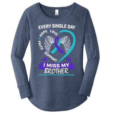 Miss Brother Teal Purple Suicide Awareness Prevention Heart Cool Gift Women's Perfect Tri Tunic Long Sleeve Shirt