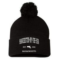 Manchester By The Sea Massachusetts Ma Vintage Athletic Pom Pom 12in Knit Beanie